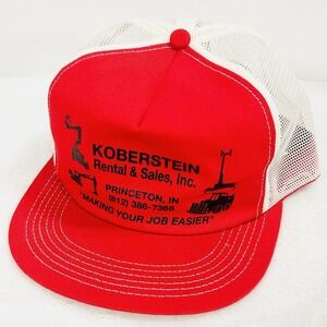 Koberstein Indiana Vintage USA Trucker Hat Cap Adjustable Snapback Red Casual